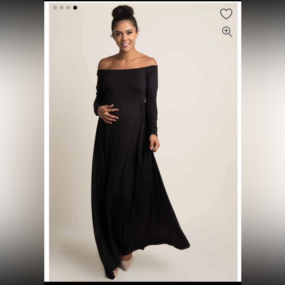 Pinkblush Black Long Sleeve Maternity Dress, off shoulder, Brand New